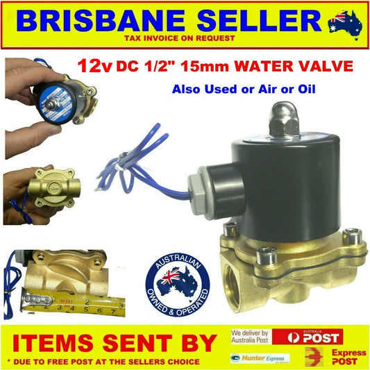 2 x 12v 24v Water Oil Air Valve 1/2" 15mm 3/4" 20mm Brass Clearance Sale