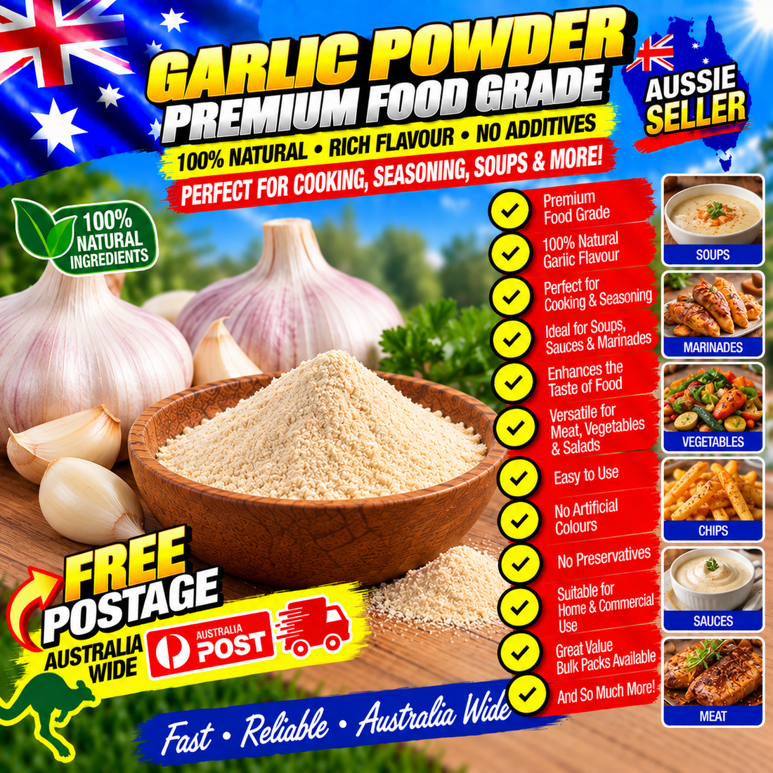 Garlic Powder 2kg - food 2 x 1kg Bags