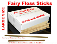 Fairy Floss Sticks Skewers 300mm x 10mm x 3mm Heavy Duty SUPER SIZED 1000 pcs