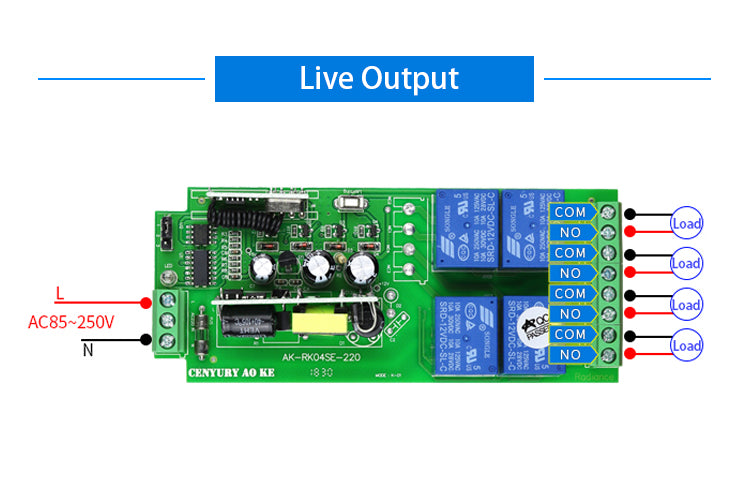 Remote Control Transmitter / Receiver 4 Channel 240v 30A 433mhz Plus 2 x Long Range Remote RC150