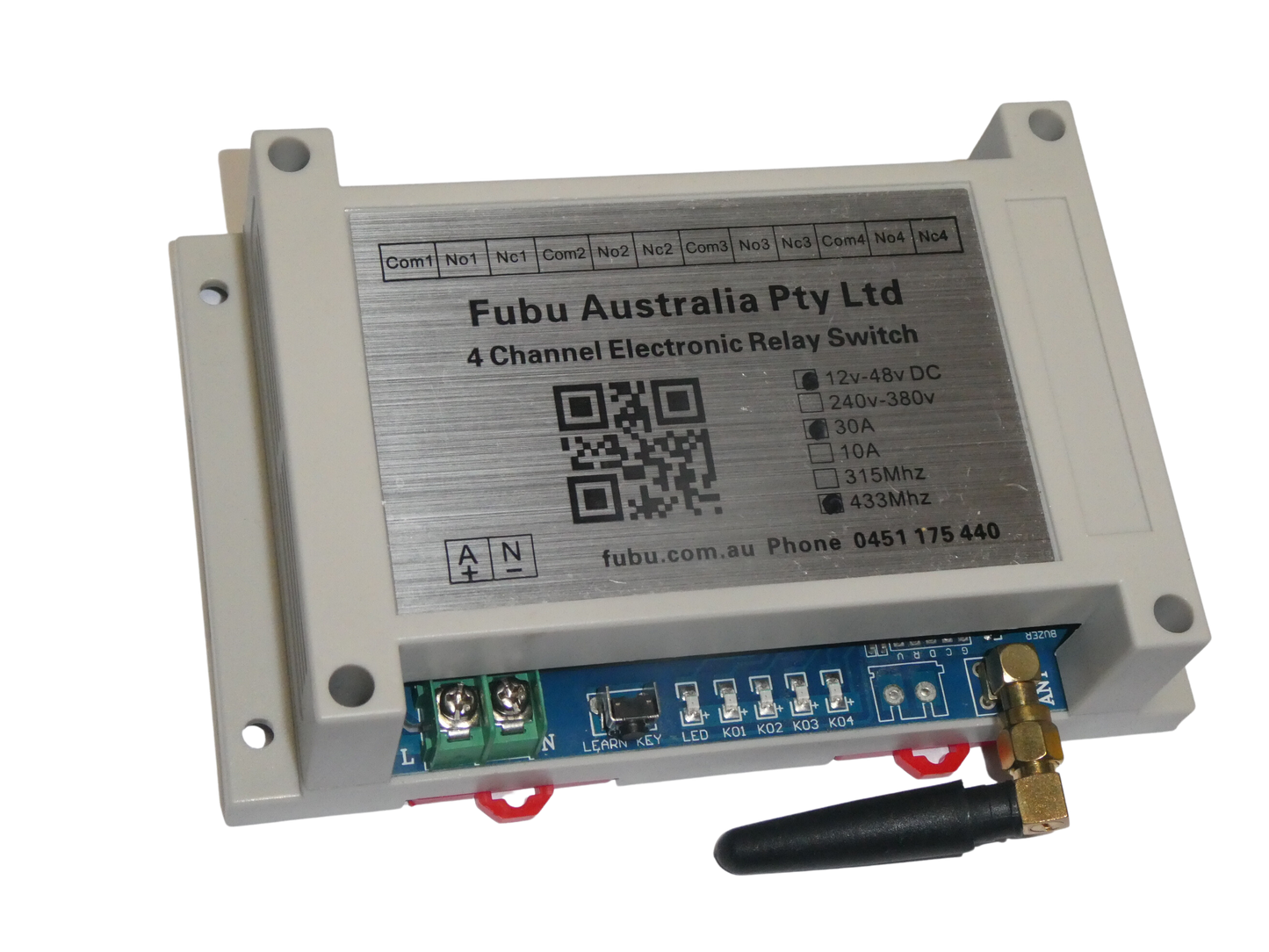 Remote Control Transmitter / Receiver 4 Channel with 2 x 4 FOB Remotes 12V TO 36V 30A 433mhz