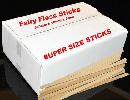 Fairy Floss Sticks Skewers 300mm x 10mm x 3mm Heavy Duty SUPER SIZED 1000 pcs