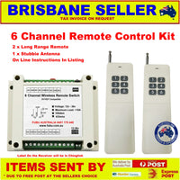 Remote Control Transmitter / Receiver with 2 x 6 Ch Remotes 12-36v 30A 433mhz
