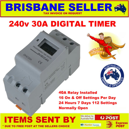 Timers Digital Programmable With LCD 240v 16 Settings Daily 7 Days 30A Brisbane
