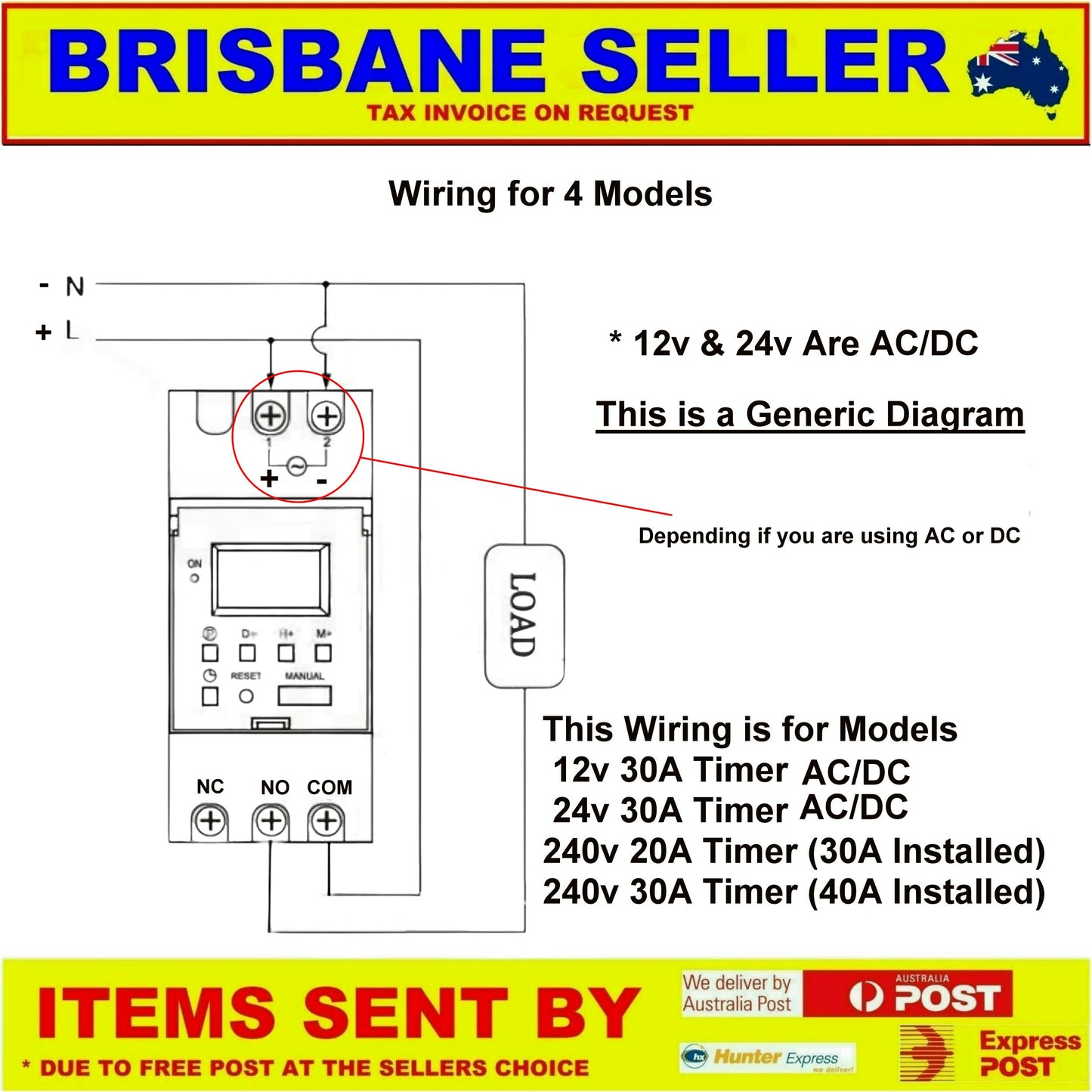 Timers Programmable Voltage 24v to 240v 16 Settings Daily 7 Days 15A Brisbane