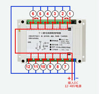 Remote Control 12 Channel Transmitter / Receiver 868mhz with Remote 12v - 36v 10A Industrial