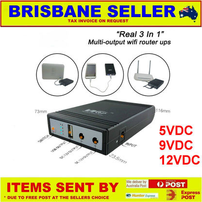 UPS NBN 33.3wh 12v/9v/5v Phones Modems Routers Eftpos CCTV With Lithium Rechargeable Battery