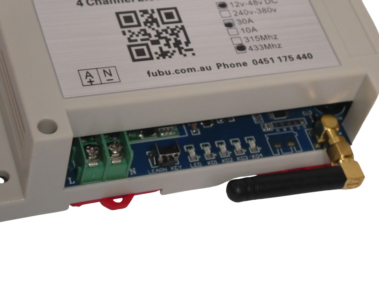 Remote Control Transmitter / Receiver 4 Channel with 2 x 4 Remotes 12-36v 30A 433mhz