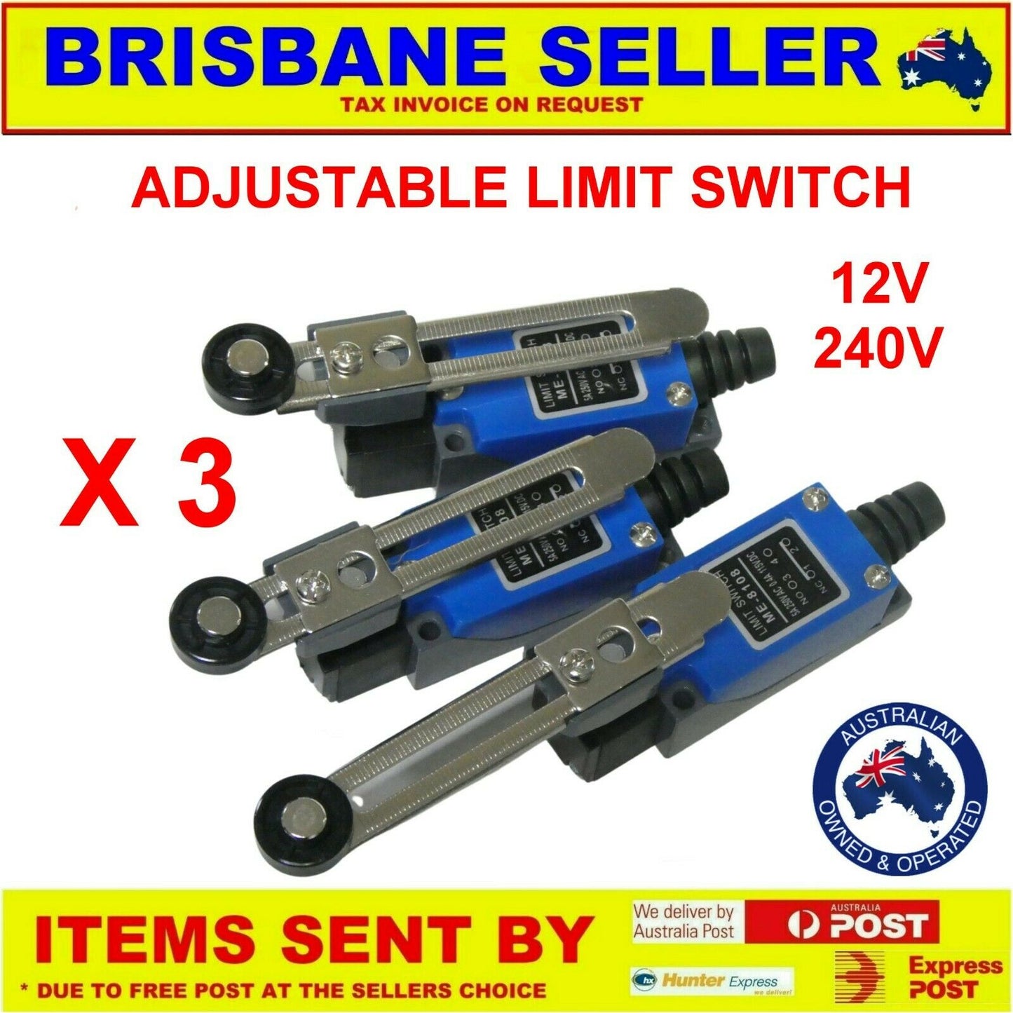 3 x Limit Switch Adjustable Arm 240v 3A