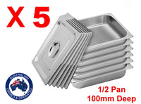 
              5 x Stainless Steel GN Gastronorme Tray 1/2 - 100mm deep
            