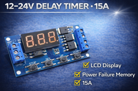
              Delay Timers x 3pcs Digital Programmable With LED 12/24v DC 15A PCB SCR Brisbane
            