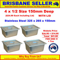 
              4 x Stainless Steel GN Gastronorm Tray 1/2 - 150mm deep
            