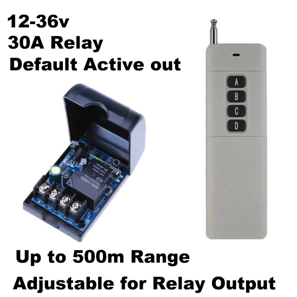 Remote Control Receiver  1 Channel 12v - 36v 30A 433mhz Plus Long Range Remote RC15