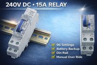 
              Timers Manual 24 Hour Din Rail Mount 240v 15A Battery Backup
            