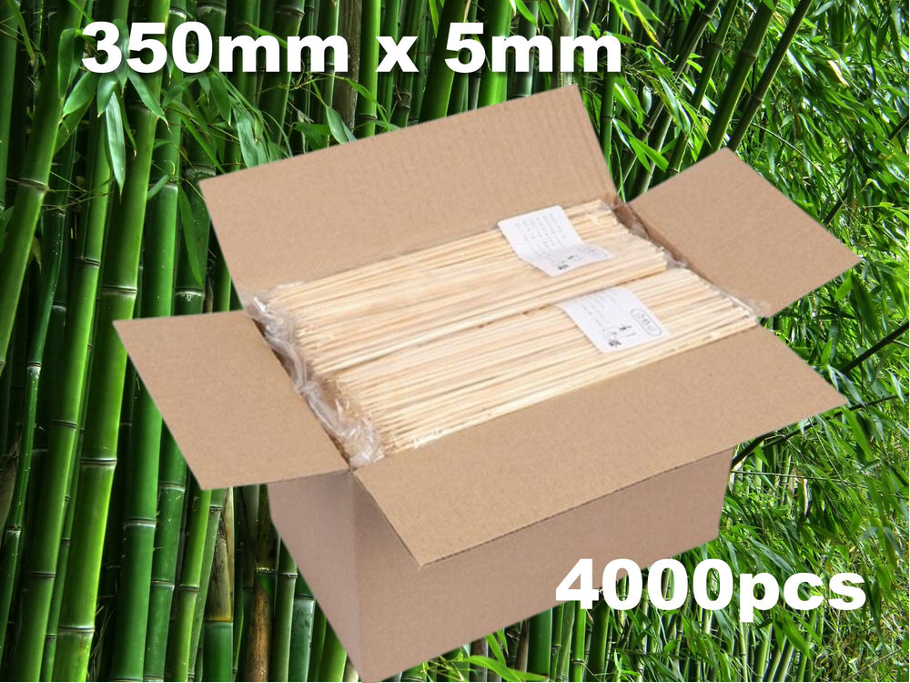 350mm x 5mm Skewers Wood Bamboo Sticks Pack of 4000