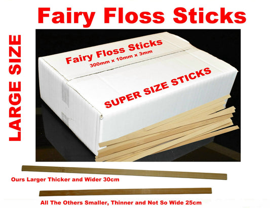 Fairy Floss Sticks Skewers 300mm x 10mm x 3mm Heavy Duty SUPER SIZED 2500