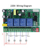 Remote Control Receiver 4 Channel 240v 10A 433mhz EV1527 with Remote