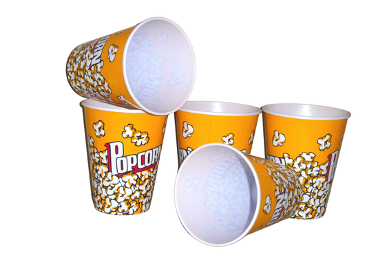 20 x Popcorn Cups Buckets Plastic Reusable Large 18 x 15 x 9.5cm