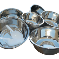 5 x Mixing Bowls 40cm Polished Stainless Steel