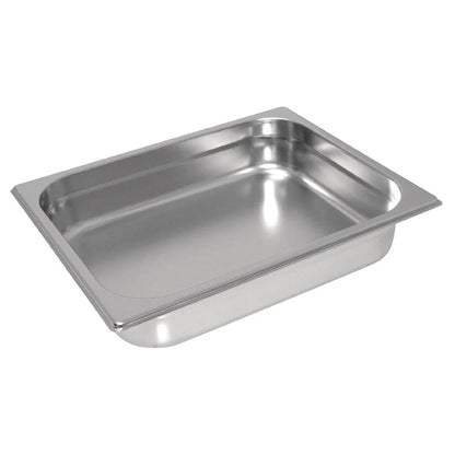 GN Pans Bain Marie With Lids 1/2 Size 65mm Deep Stainless Steel (5 Pack)