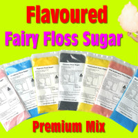 8 kg  Fairy Floss Sugar and 50 Sticks Choose your 8 Flavours Free express postage