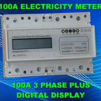3 Phase Electricity Meter 100A Din Mount Sheds Warehouse 415v