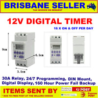 
              Timers Digital Programmable 12v 30A Relay17 Settings LCD Din Mounted Brisbane
            