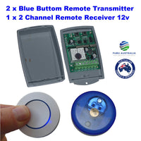 Remote Control Transmitter / Receiver 2 Channel  with 2 x Mini Round Buttons 12v-24v 10A 433mhz