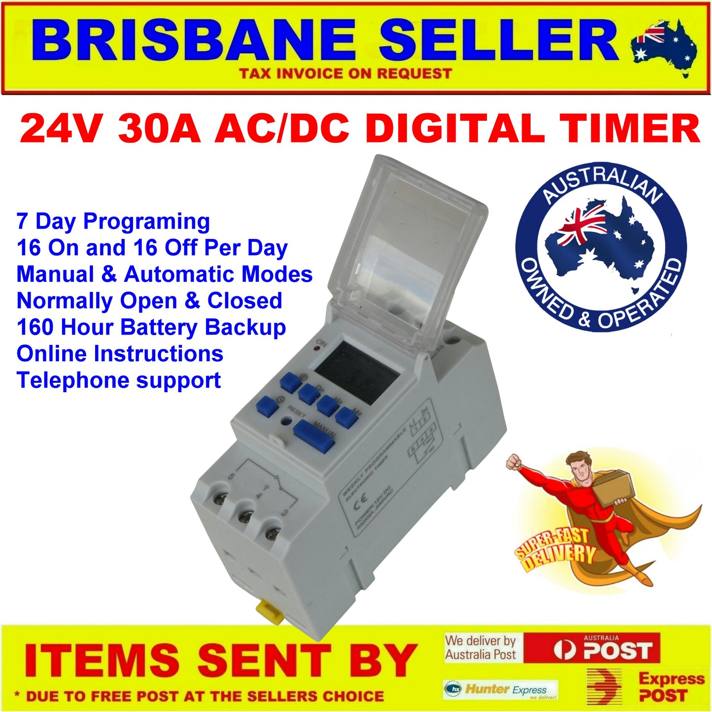 Timers Digital Programmable With LCD 24v AC/DC 16 Settings Daily 7 Day ...