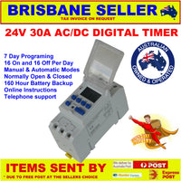 Timers Digital Programmable With LCD 24v AC/DC 16 Settings Daily 7 Days 30A Brisbane