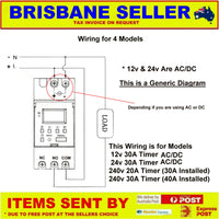 
              Timers Digital Programmable With LCD 24v AC/DC 16 Settings Daily 7 Days 30A Brisbane
            