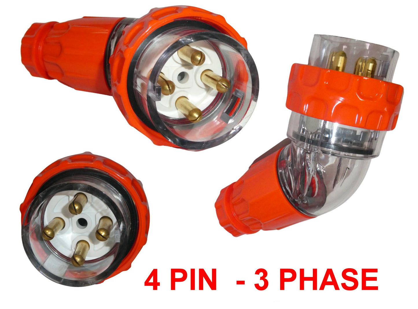 3 Phase 32A 4 Pin Angle Plug Orange