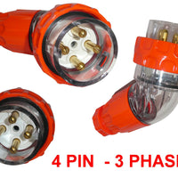 3 Phase 32A 4 Pin Angle Plug Orange