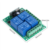 Remote Control Transmitter / Receiver 4 Channel with 2 x STD 4 Remote Fobs 12v 10A 433mhz